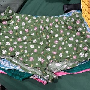 VS PINK Pajama Shorts Floral Green